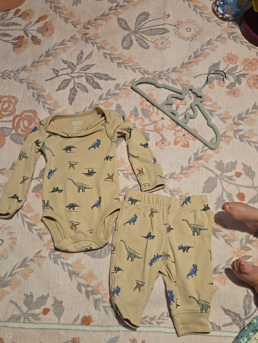 Carters Dinosaur Print On Tan 2 Piece Set BOYS